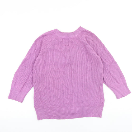 VERO MODA Womens Pink V-Neck Acrylic Pullover Jumper Size S
