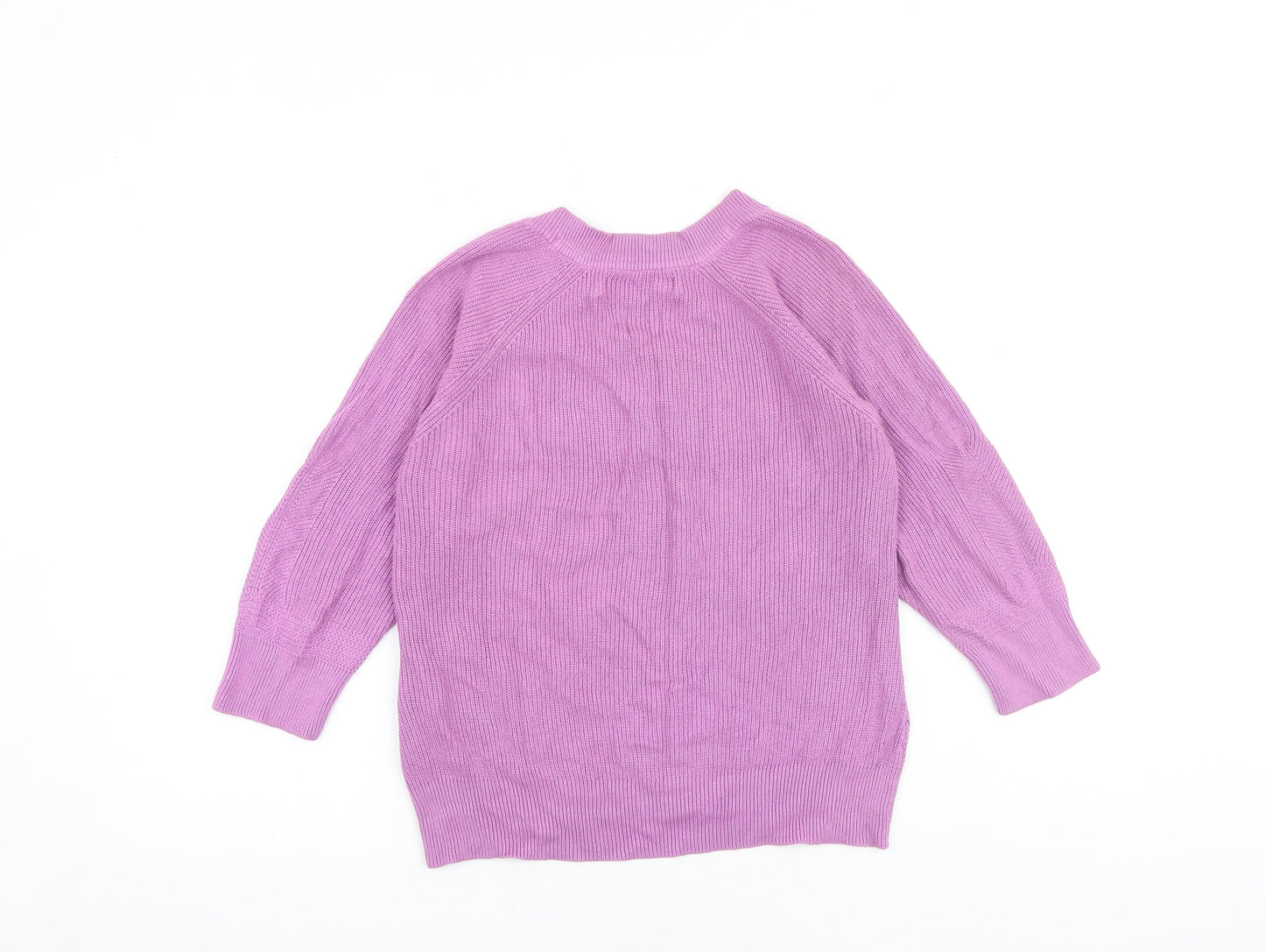 VERO MODA Womens Pink V-Neck Acrylic Pullover Jumper Size S
