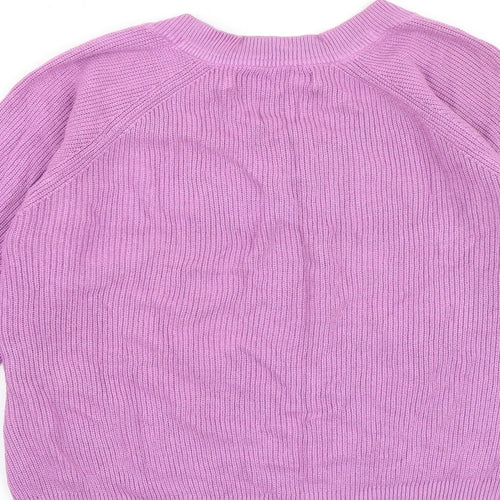 VERO MODA Womens Pink V-Neck Acrylic Pullover Jumper Size S