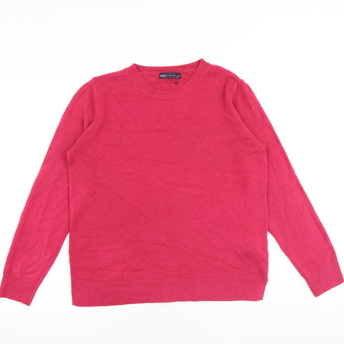 Marks and Spencer Womens Pink Round Neck Acrylic Pullover Jumper Size 14
