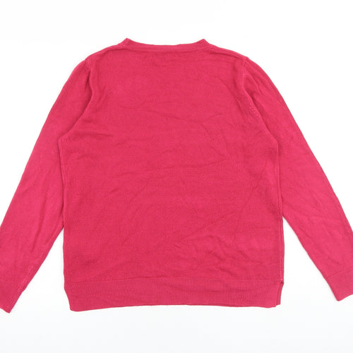Marks and Spencer Womens Pink Round Neck Acrylic Pullover Jumper Size 14