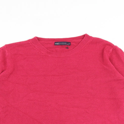 Marks and Spencer Womens Pink Round Neck Acrylic Pullover Jumper Size 14