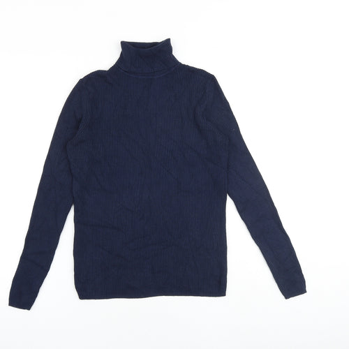 Marks and Spencer Womens Blue Roll Neck Viscose Pullover Jumper Size 12