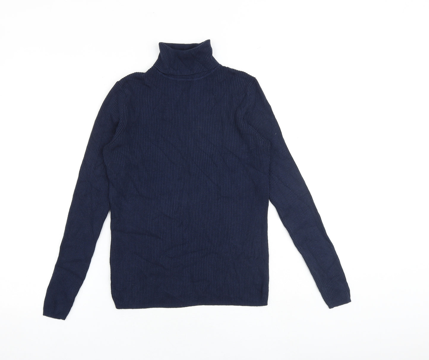 Marks and Spencer Womens Blue Roll Neck Viscose Pullover Jumper Size 12