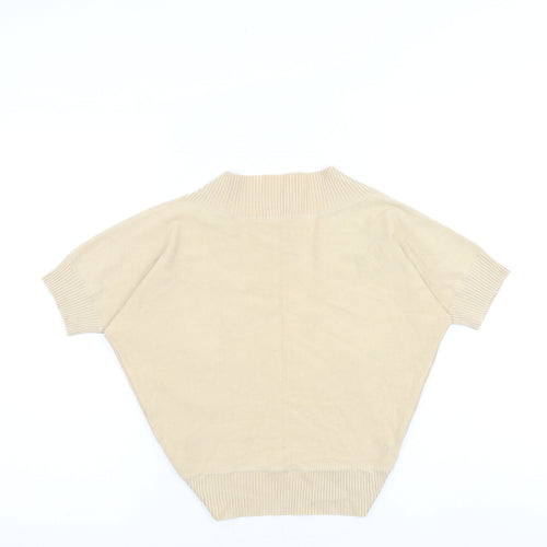 Marks and Spencer Womens Beige V-Neck Cotton Cardigan Jumper Size 8