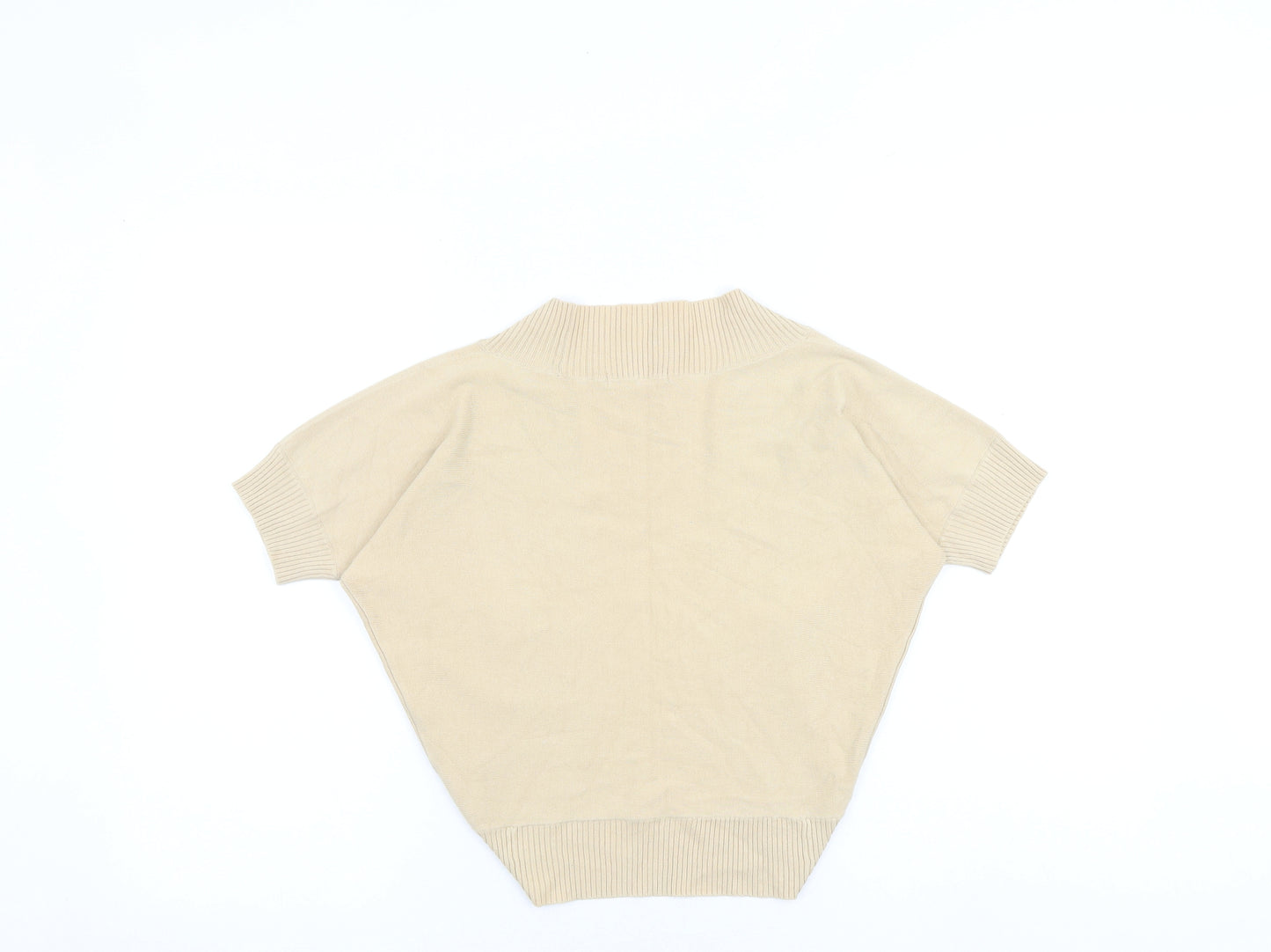 Marks and Spencer Womens Beige V-Neck Cotton Cardigan Jumper Size 8