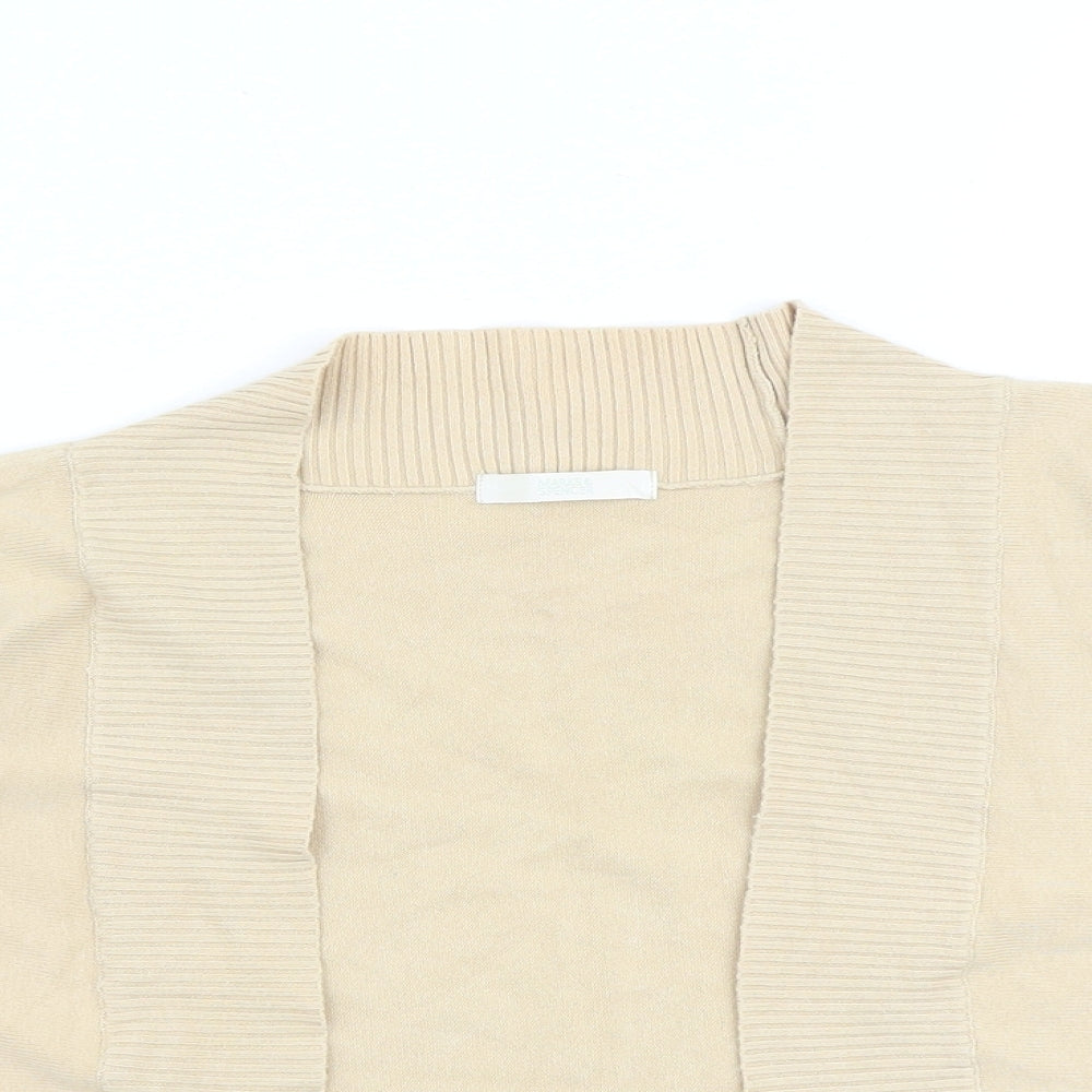 Marks and Spencer Womens Beige V-Neck Cotton Cardigan Jumper Size 8