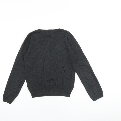 Zara Womens Grey Scoop Neck Cotton Pullover Jumper Size S