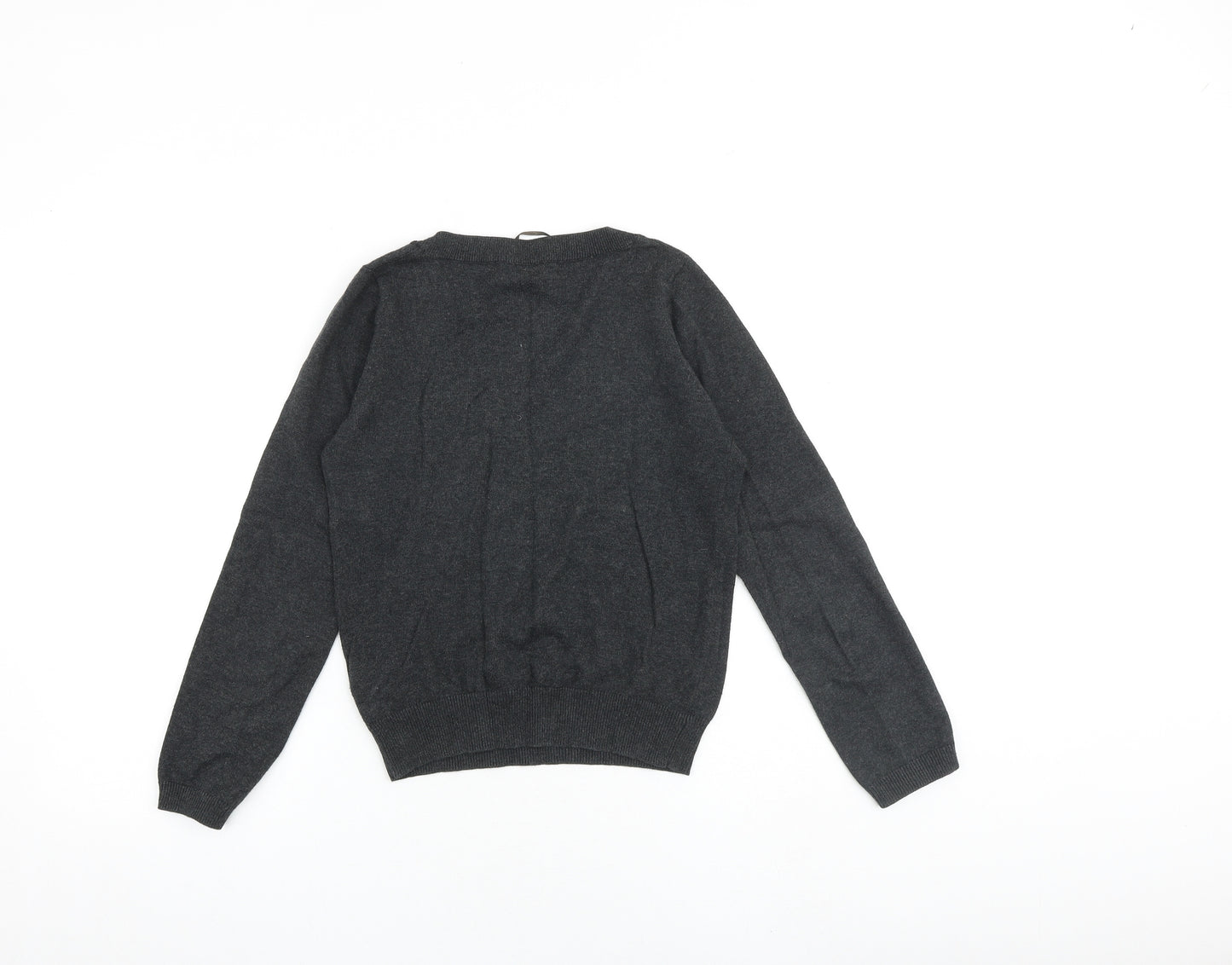 Zara Womens Grey Scoop Neck Cotton Pullover Jumper Size S