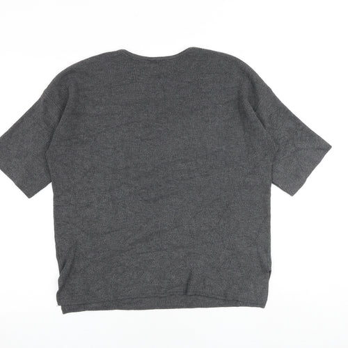 Warehouse Womens Grey Round Neck Viscose Pullover Jumper Size 8