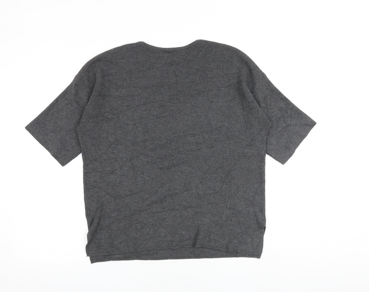 Warehouse Womens Grey Round Neck Viscose Pullover Jumper Size 8