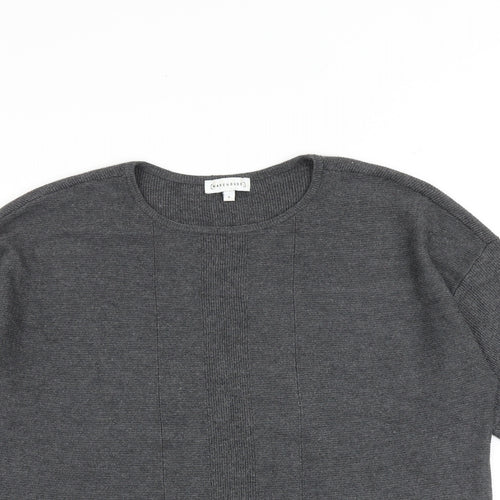 Warehouse Womens Grey Round Neck Viscose Pullover Jumper Size 8