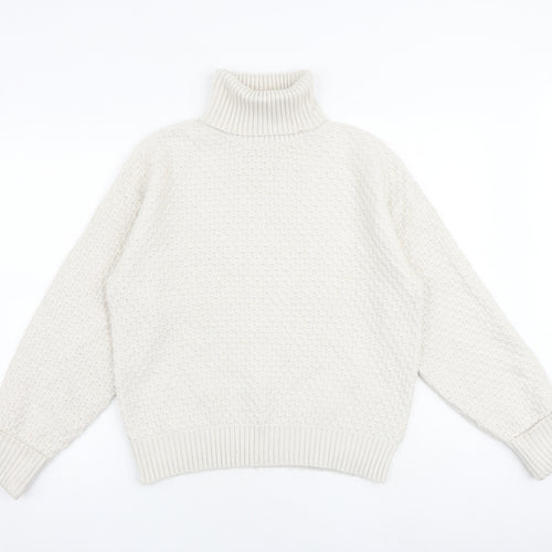 Marks and Spencer Womens Beige Roll Neck Acrylic Pullover Jumper Size M