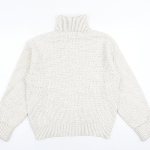 Marks and Spencer Womens Beige Roll Neck Acrylic Pullover Jumper Size M