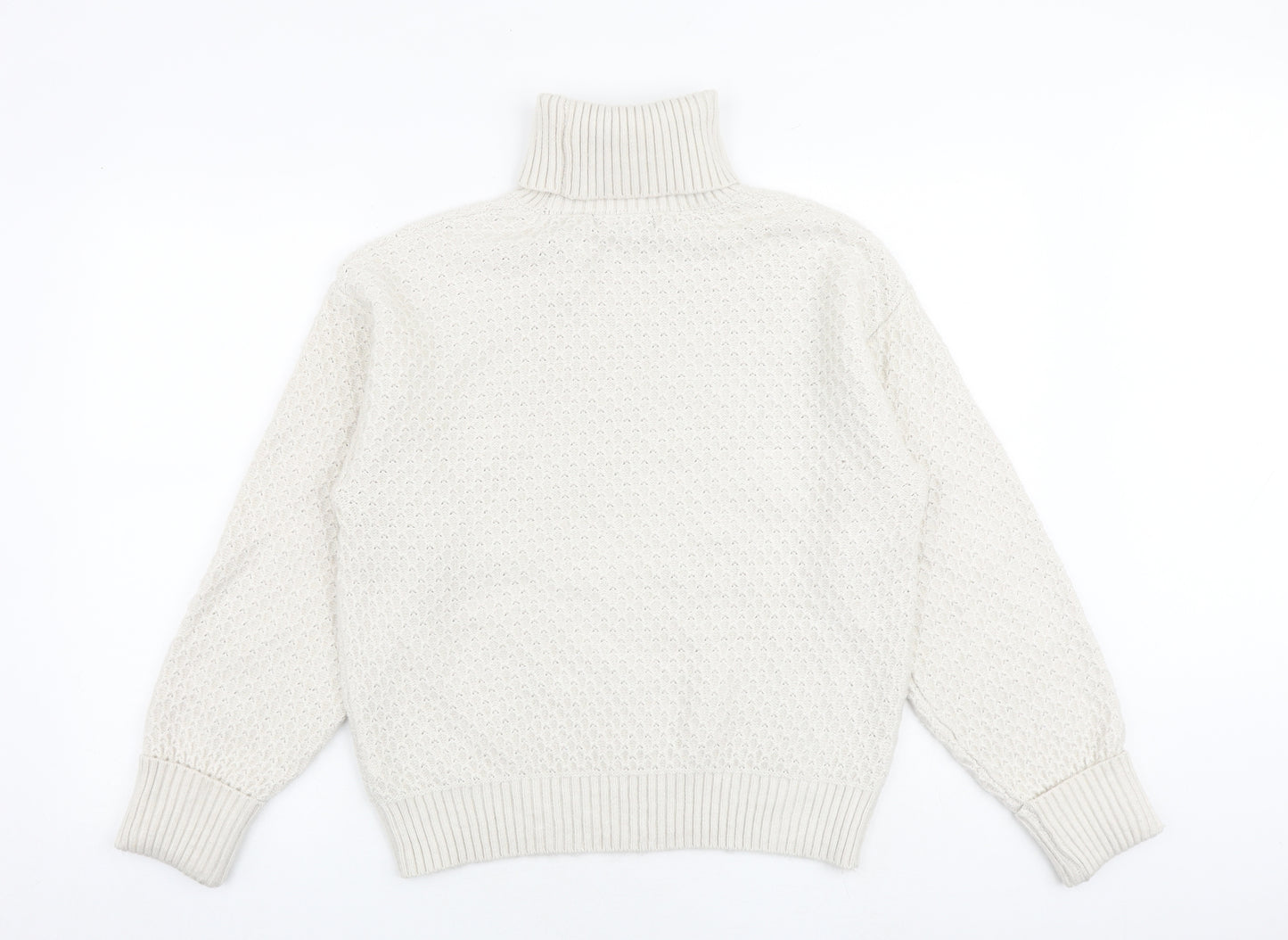 Marks and Spencer Womens Beige Roll Neck Acrylic Pullover Jumper Size M