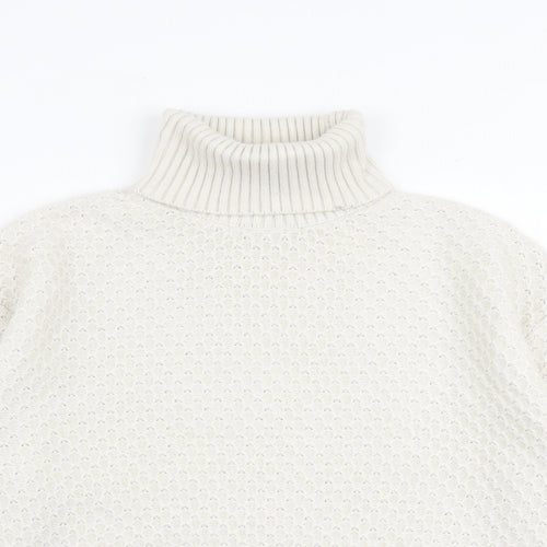Marks and Spencer Womens Beige Roll Neck Acrylic Pullover Jumper Size M