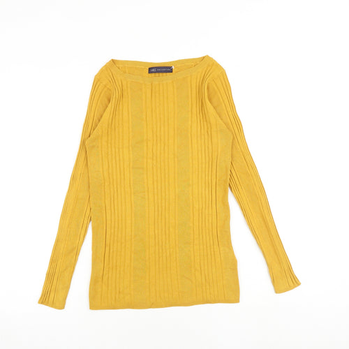 Marks and Spencer Womens Yellow Boat Neck Viscose Pullover Jumper Size 12