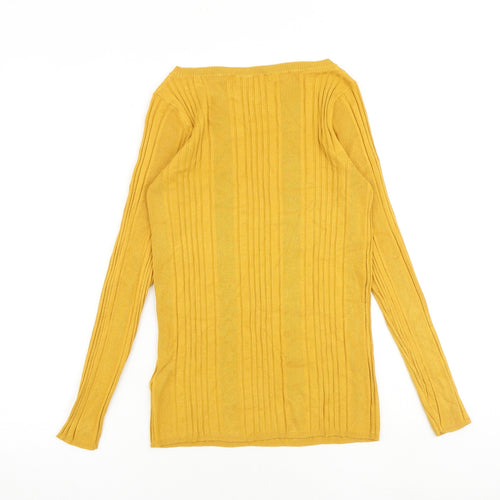 Marks and Spencer Womens Yellow Boat Neck Viscose Pullover Jumper Size 12