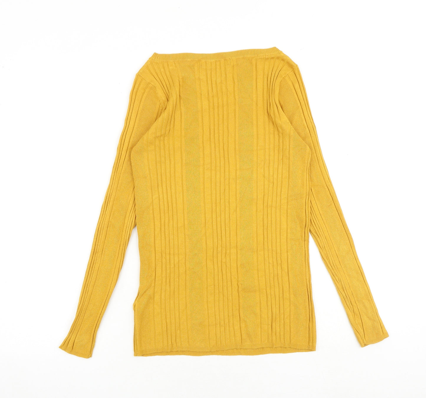 Marks and Spencer Womens Yellow Boat Neck Viscose Pullover Jumper Size 12