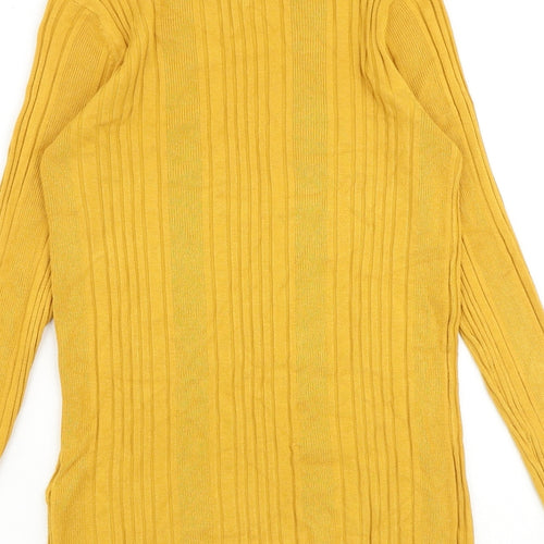 Marks and Spencer Womens Yellow Boat Neck Viscose Pullover Jumper Size 12
