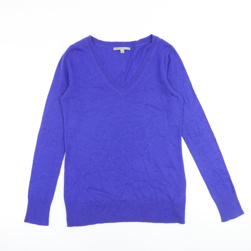 Gap Womens Blue V-Neck Nylon Pullover Jumper Size XS