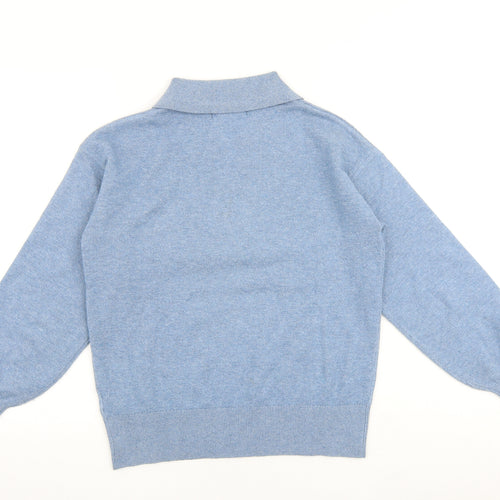 Marks and Spencer Womens Blue Collared Polyester Pullover Jumper Size S