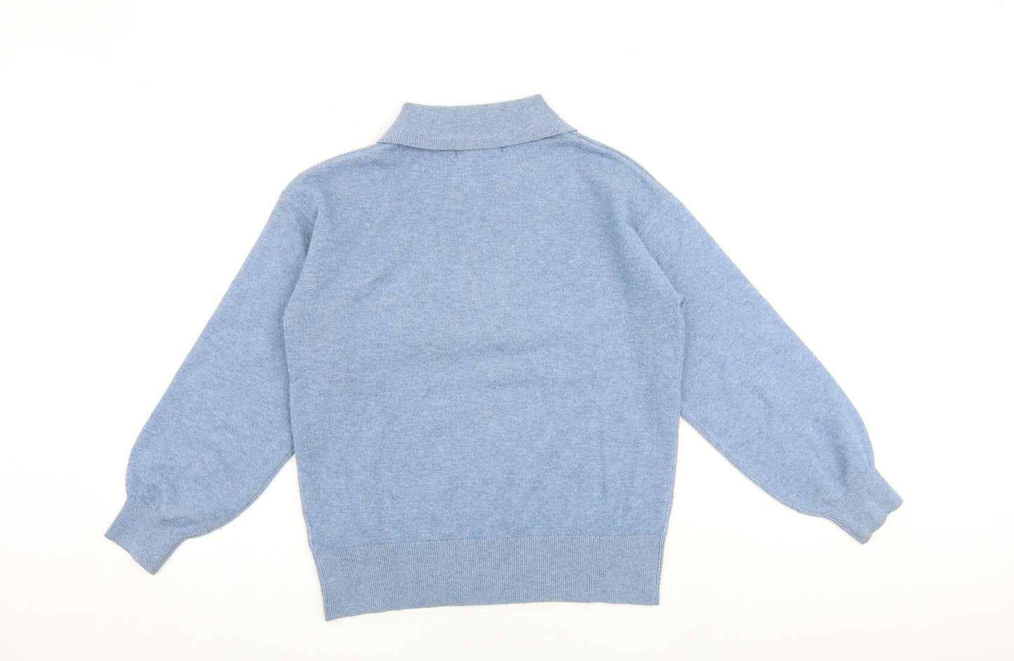 Marks and Spencer Womens Blue Collared Polyester Pullover Jumper Size S