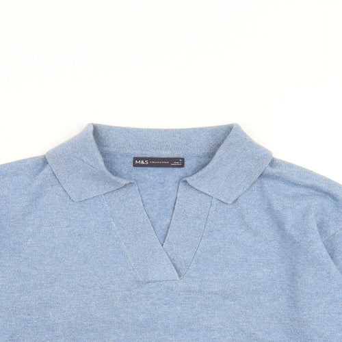Marks and Spencer Womens Blue Collared Polyester Pullover Jumper Size S