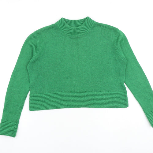 Topshop Womens Green High Neck Acrylic Pullover Jumper Size 6