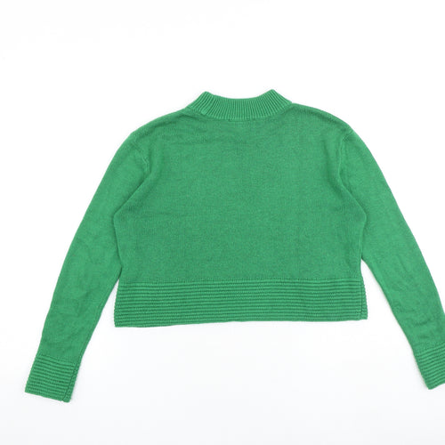 Topshop Womens Green High Neck Acrylic Pullover Jumper Size 6