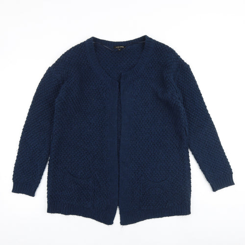 River Island Womens Blue V-Neck Acrylic Cardigan Jumper Size 8