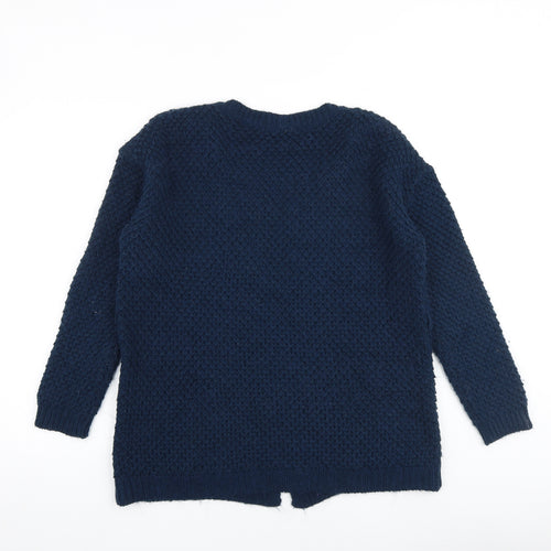 River Island Womens Blue V-Neck Acrylic Cardigan Jumper Size 8