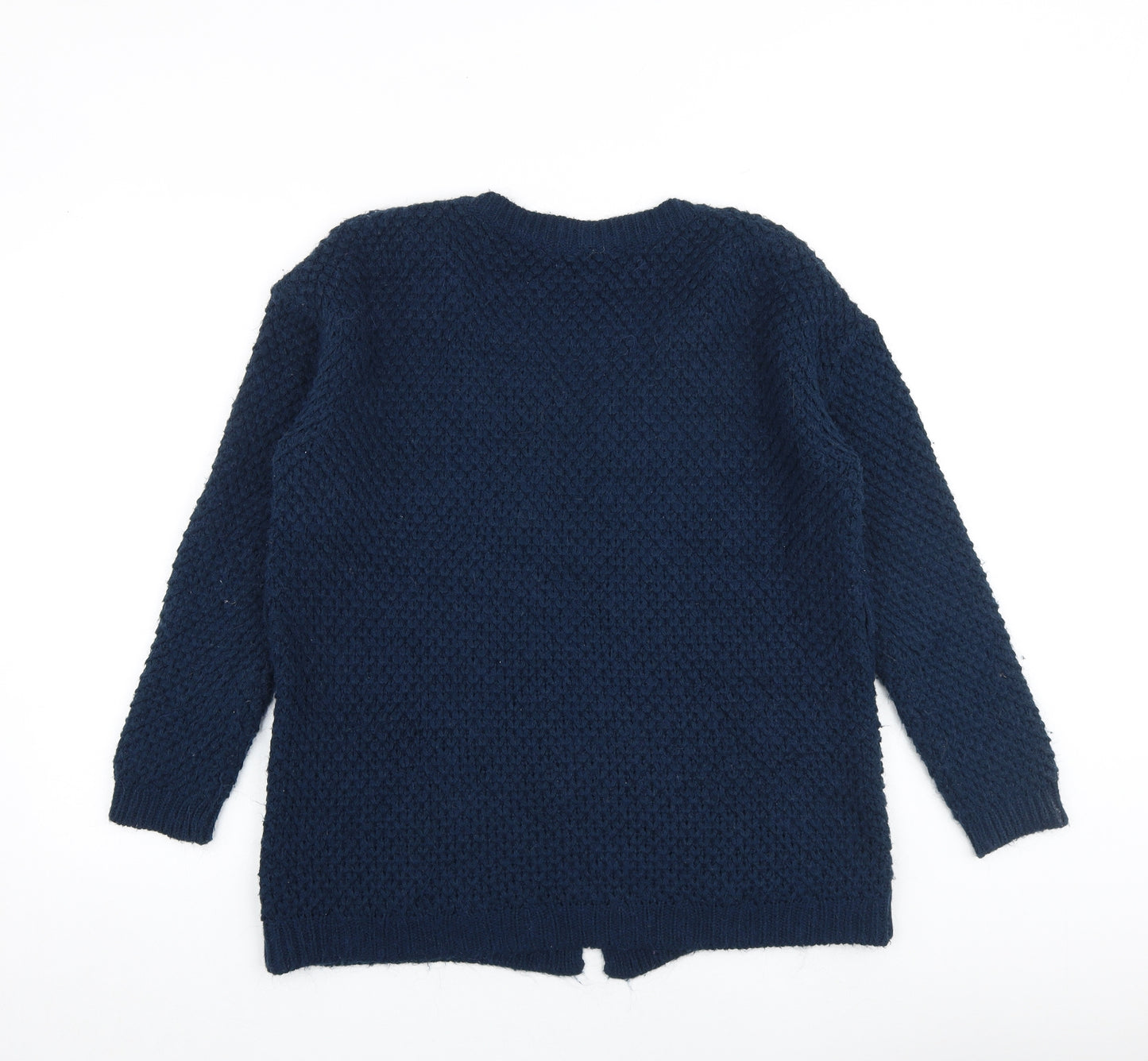 River Island Womens Blue V-Neck Acrylic Cardigan Jumper Size 8
