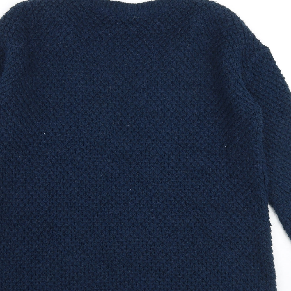 River Island Womens Blue V-Neck Acrylic Cardigan Jumper Size 8