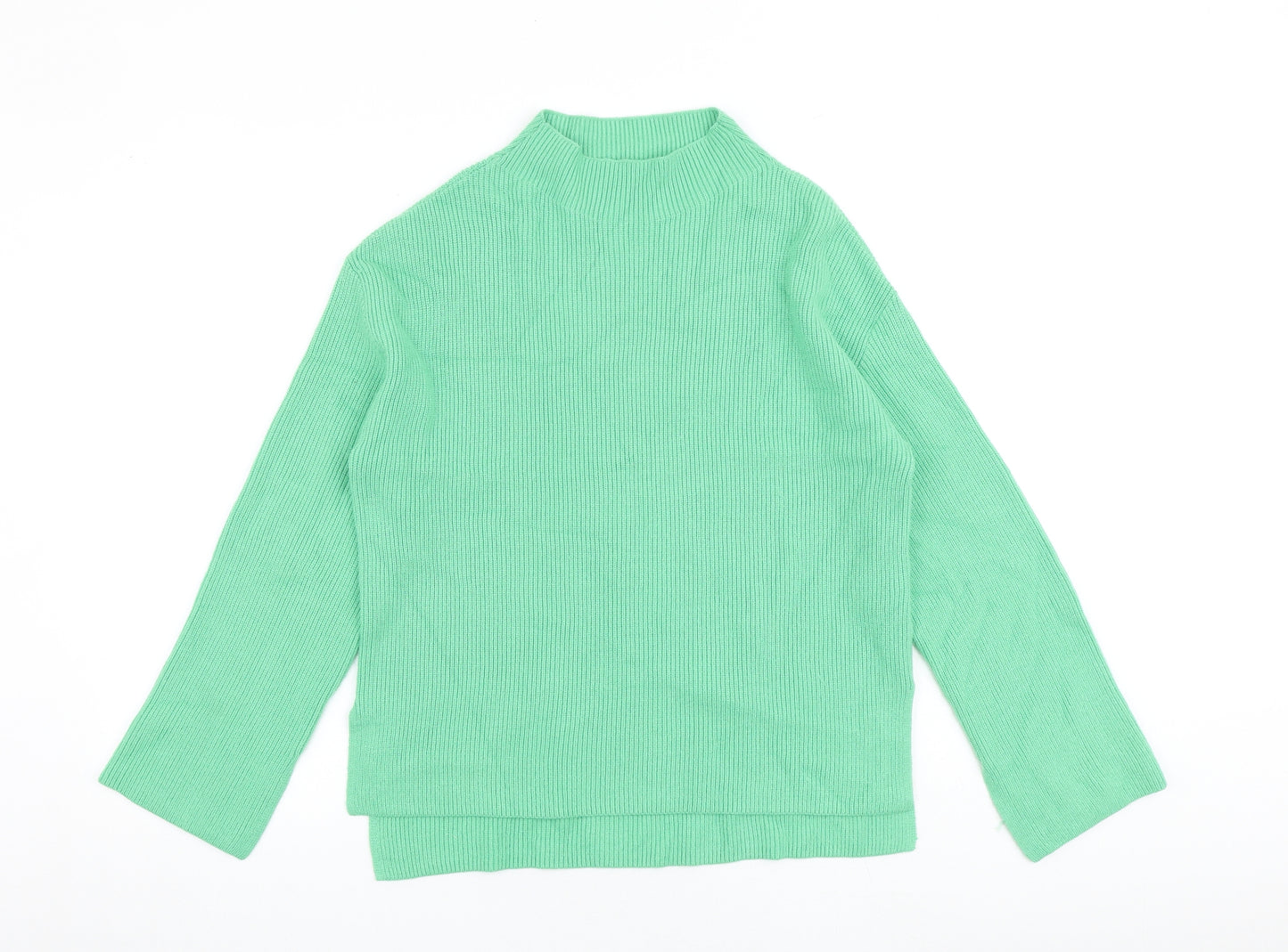 Marks and Spencer Womens Green High Neck Viscose Pullover Jumper Size M