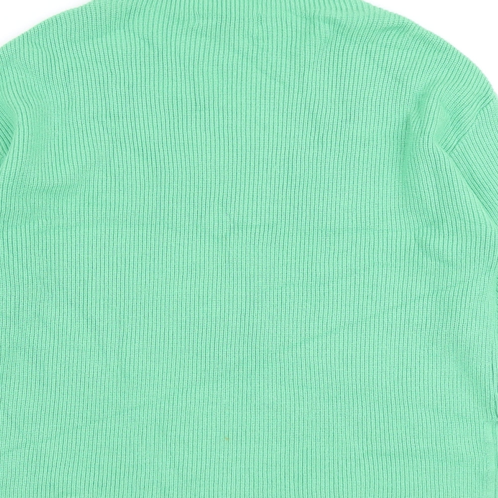 Marks and Spencer Womens Green High Neck Viscose Pullover Jumper Size M