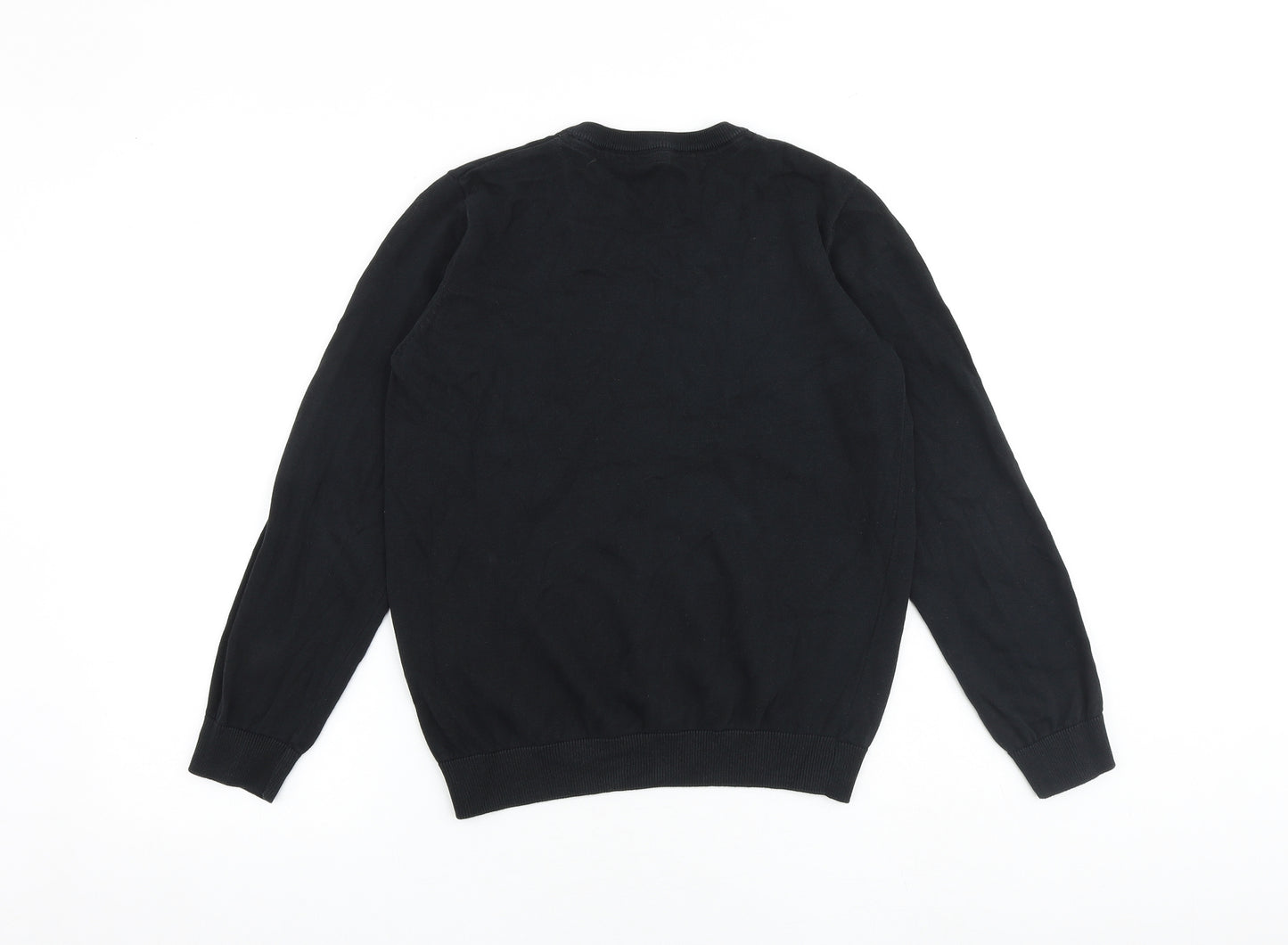Marks and Spencer Boys Black V-Neck 100% Cotton Pullover Jumper Size 13-14 Years Pullover