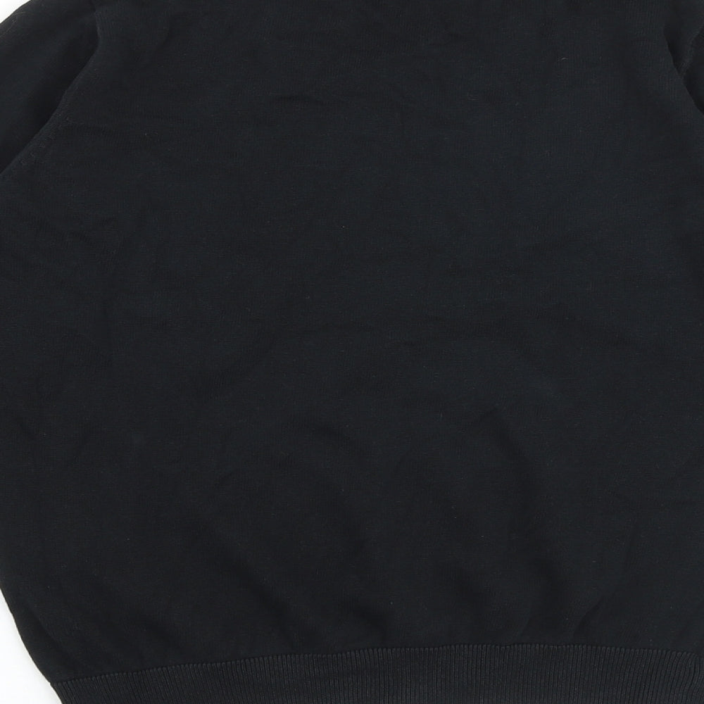 Marks and Spencer Boys Black V-Neck 100% Cotton Pullover Jumper Size 13-14 Years Pullover