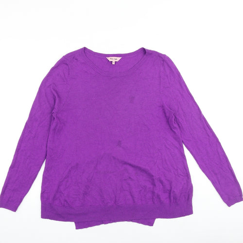 Phase Eight Womens Purple Round Neck Viscose Pullover Jumper Size 12