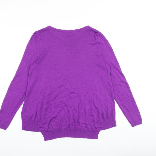 Phase Eight Womens Purple Round Neck Viscose Pullover Jumper Size 12