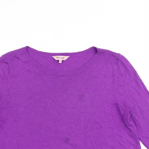 Phase Eight Womens Purple Round Neck Viscose Pullover Jumper Size 12
