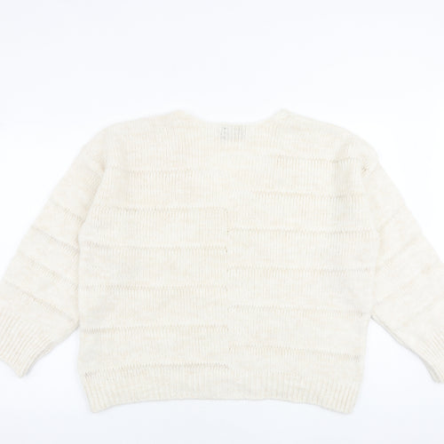 ASOS Womens Beige V-Neck Acrylic Pullover Jumper Size M