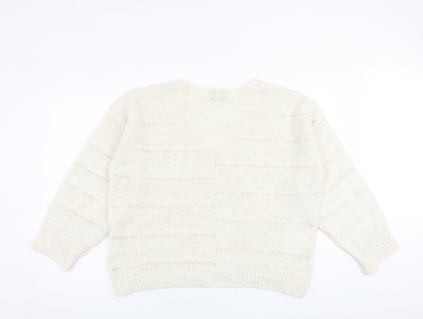 ASOS Womens Beige V-Neck Acrylic Pullover Jumper Size M
