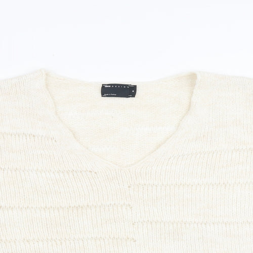 ASOS Womens Beige V-Neck Acrylic Pullover Jumper Size M