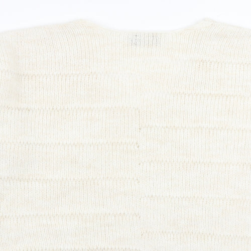 ASOS Womens Beige V-Neck Acrylic Pullover Jumper Size M