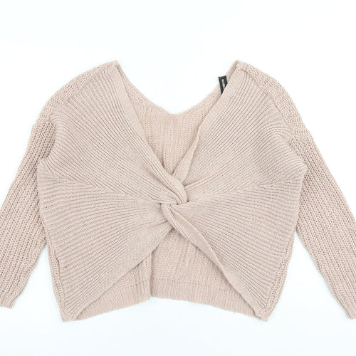 QED London Womens Pink V-Neck Acrylic Pullover Jumper Size S