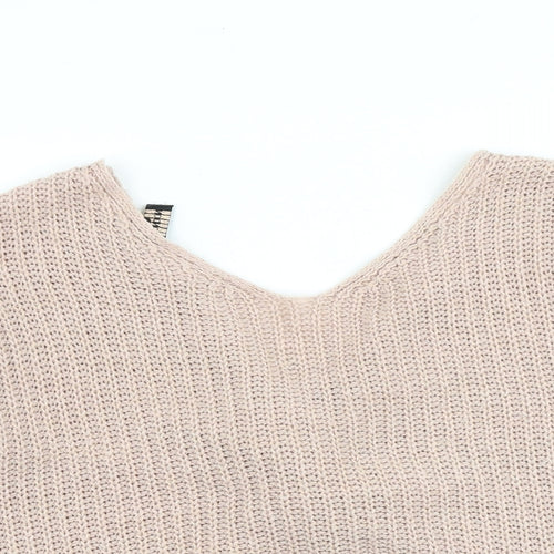 QED London Womens Pink V-Neck Acrylic Pullover Jumper Size S