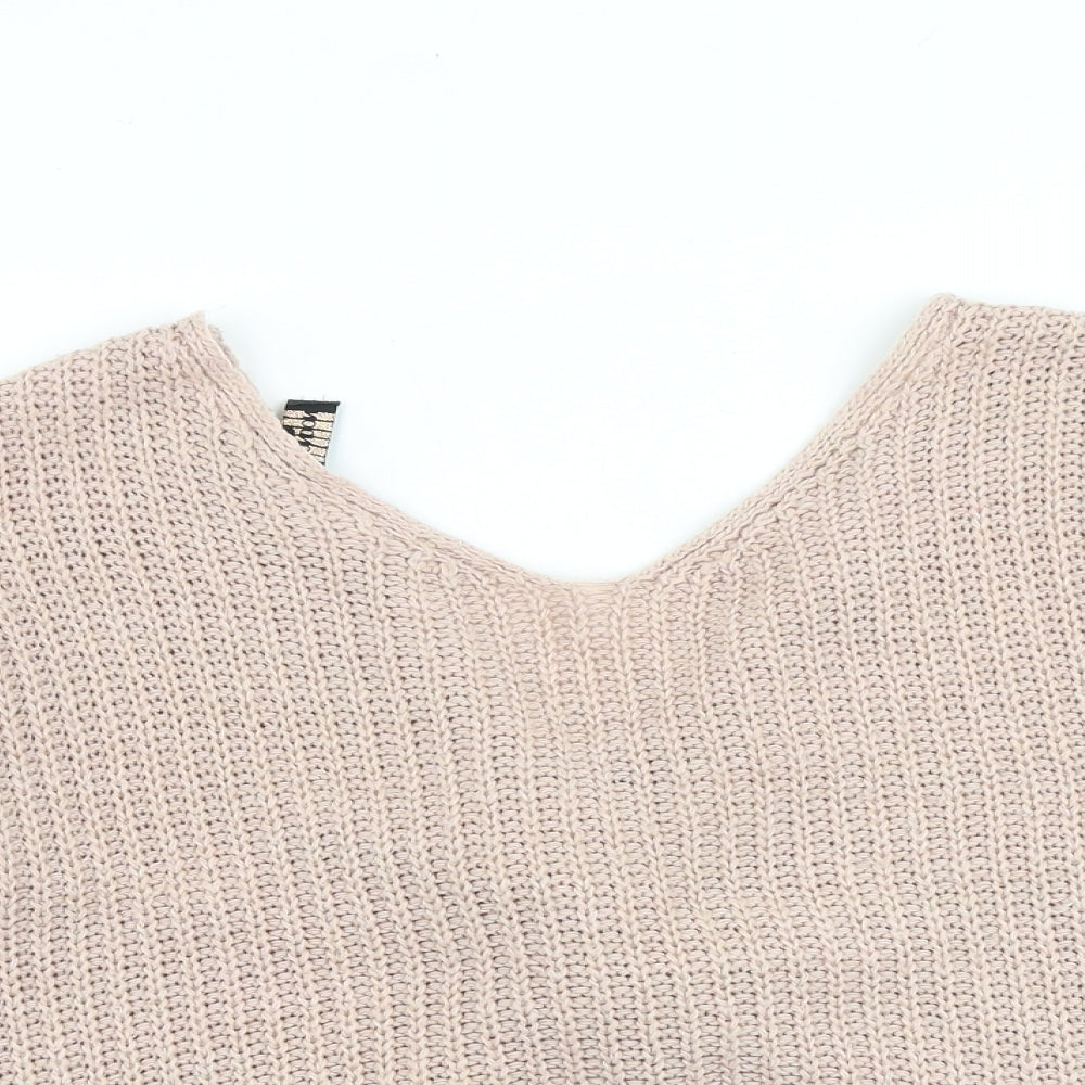QED London Womens Pink V-Neck Acrylic Pullover Jumper Size S
