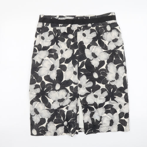 Coast Womens Black Floral Cotton Bandage Skirt Size 14 Zip