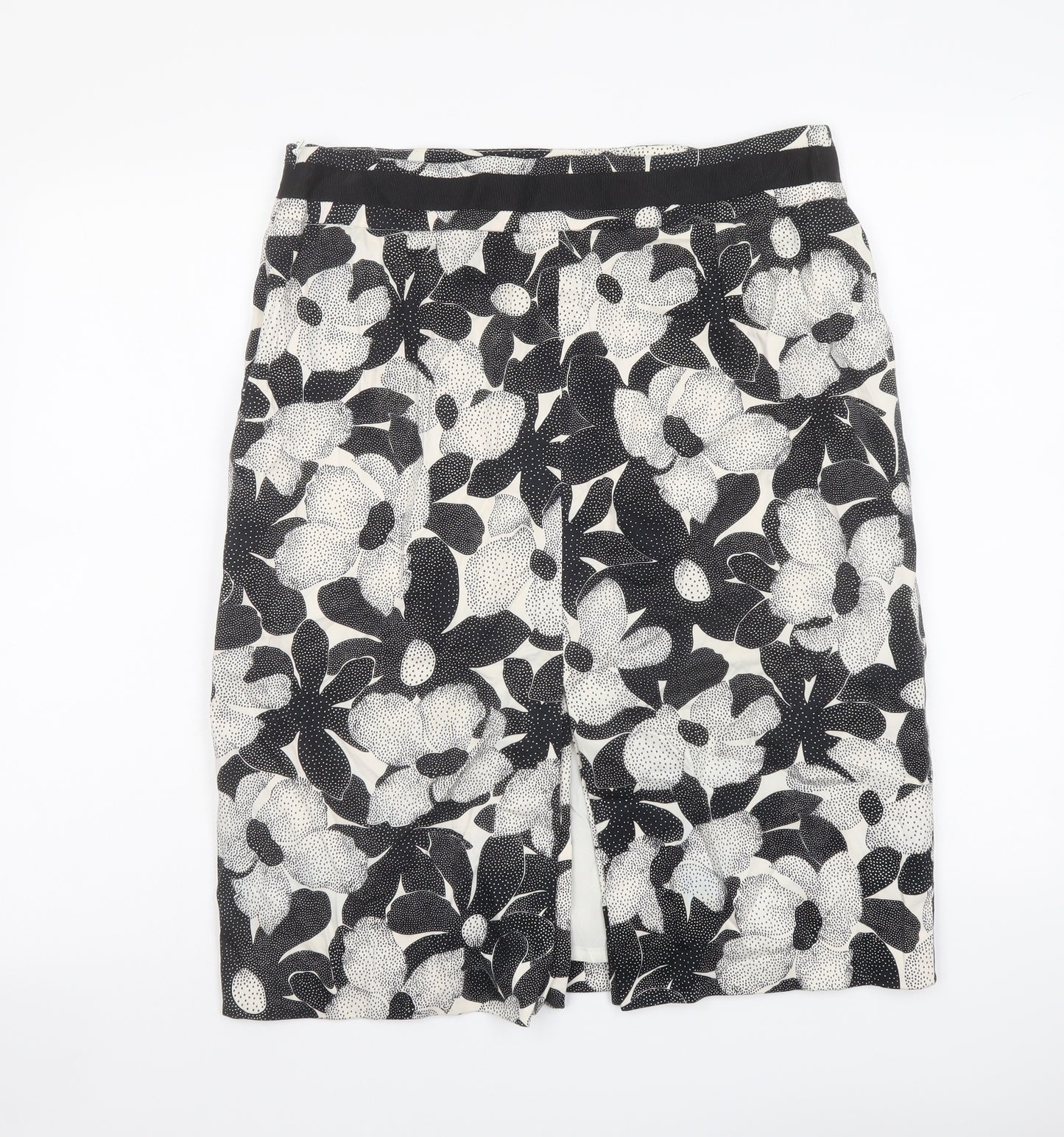 Coast Womens Black Floral Cotton Bandage Skirt Size 14 Zip